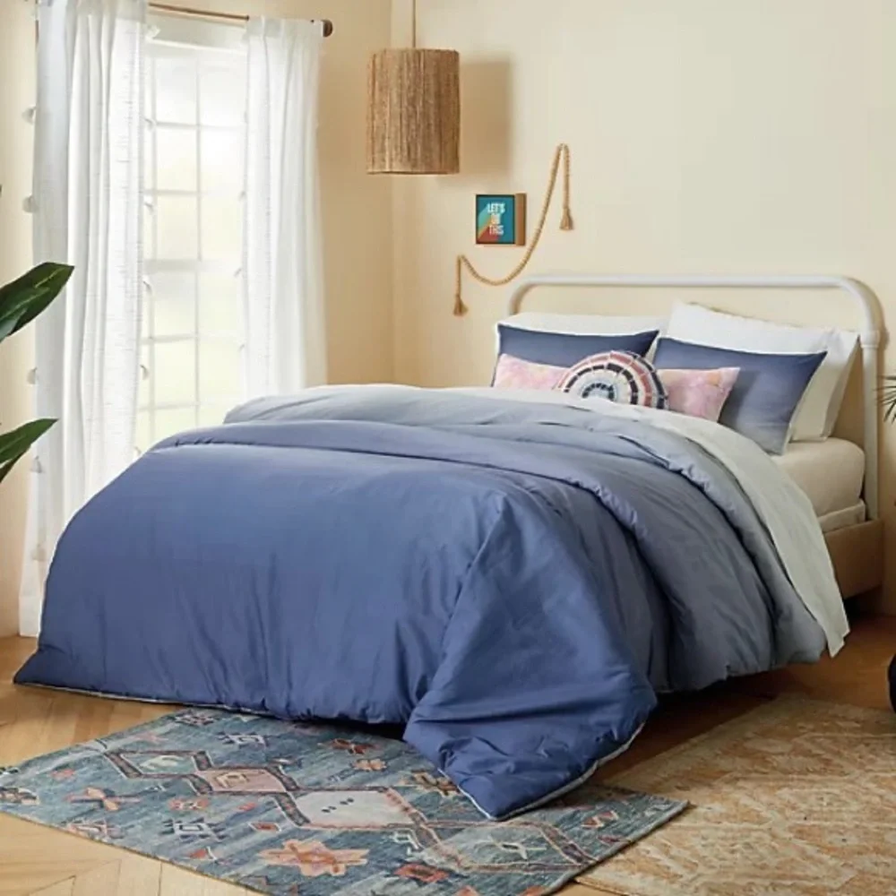 TWIN size Blue ombré duvet cover set and shower curtain
